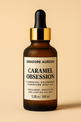 Caramel Obsession Perfumed Body Oil | 100ml Luxury Body Oil | Nourishing, Non-Greasy, Fast-Absorbing, Long-lasting Fragrance | Self-Care & Skincare Gift | GRADORE AUREUM