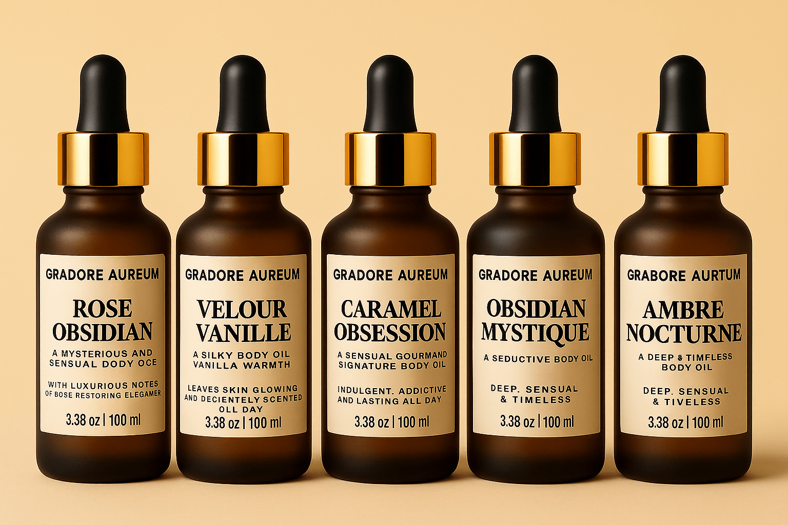 Gradore Aureum Luxury Perfumed Body Oils – Skincare Meets Fine Fragrance | 100ml Luxury Body Oil | Nourishing, Non-Greasy, Fast-Absorbing, Long-lasting Fragrance | Self-Care & Skincare Gift | GRADORE AUREUM